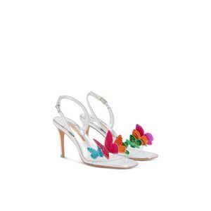 SOPHIA WEBSTER Womens Silver Butterfly Appliques Vanessa Slingback Sandal 37.5